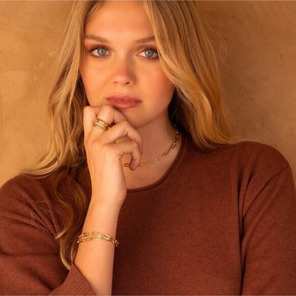 Loren Stewart Deux Open Stacked Double Band Ring - Size 7 - Gold Plated NWT - Picture 11 of 11